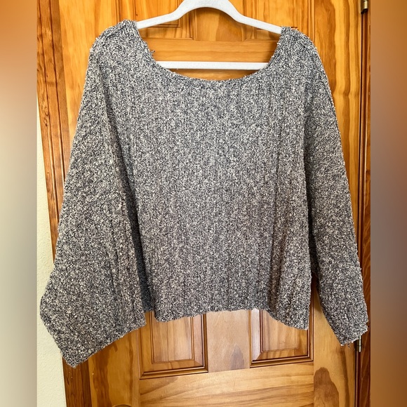 Free People Good Day Cropped Grey Sweater Size Large - Picture 6 of 7